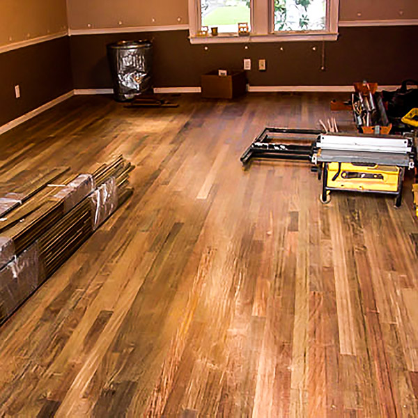 Hardwood Floor Installation Work Site
